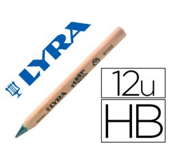 Crayon graphite lyra ferby nature b gros module 12cm bois de hetre corps triangulaire mine 6mm etui 12 unites