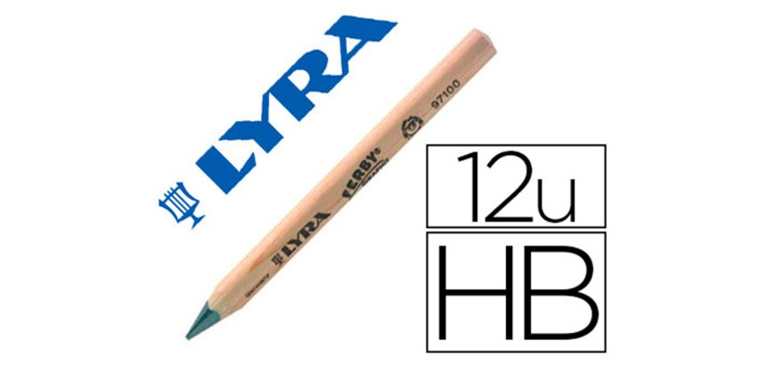 Crayon graphite lyra ferby nature b gros module 12cm bois de hetre corps triangulaire mine 6mm etui 12 unites