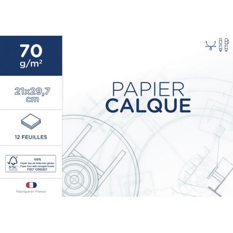 Papier calque clairefontaine 1er prix 21x29,7cm 70g        pochette 12 feuilles