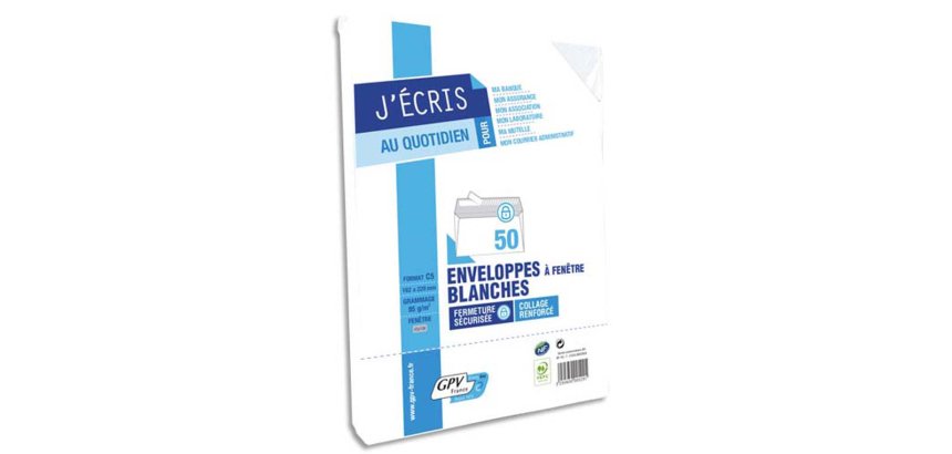 Enveloppe gpv économique vélin blanc 75g dl 110x220mm adhésive paquet 50 unités