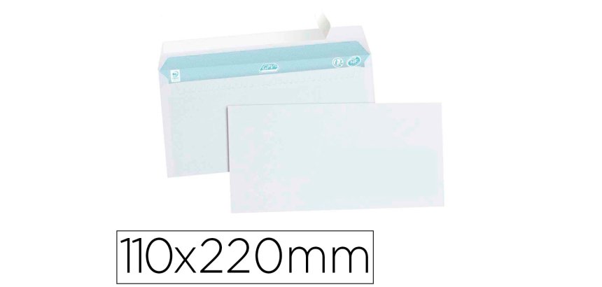 Enveloppe gpv économique vélin blanc 75g dl 110x220mm adhésive fenêtre 45x100mm paquet 50 unités