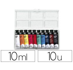 Gouache pébéo couleurs lumineuses fort pouvoir couvrant coloris assortis boîte 10 tubes 10ml