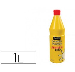 Gouache pébéo primacolor liquide inodore onctueuse application facile coloris jaune primaire flacon 1000ml
