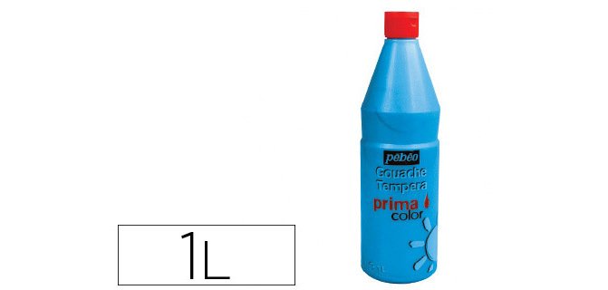 Gouache pébéo primacolor liquide inodore onctueuse application facile coloris bleu flacon 1000ml