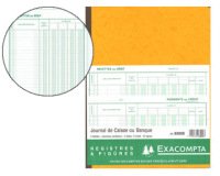 Piqûre 32x25cm Journal de caisse ou banque 5 débit - 5 crédit 33 lignes 80 pages - Couleurs assorties