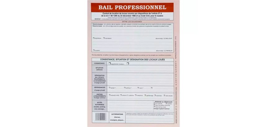 Formulaire français 'Bail professionnel'