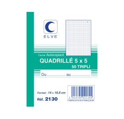 Manifold autocopiant elve 105x148mm quadrillé 5x5 foliotage 50 triplis