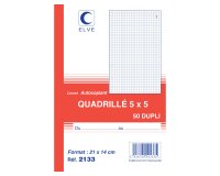 Manifold autocopiant elve 140x210mm quadrillé 5x5 foliotage 50 duplis