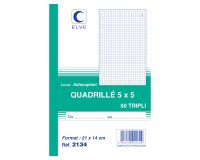 Manifold autocopiant elve 140x210mm quadrillé 5x5 foliotage 50 triplis