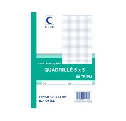 Manifold autocopiant elve 140x210mm quadrillé 5x5 foliotage 50 triplis