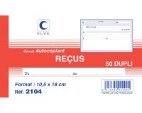 Manifold 'Reçus', 105 x 180 mm, dupli, 50 feuilles