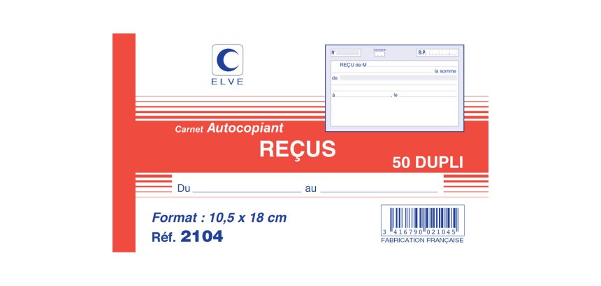 Manifold Elve Autocopiant 18 x 10,5 cm - 50 pages - 2 exemplaires