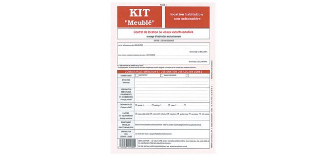 Kit contrat location meublée non saisonnière weber diffusion 8 pages contrat inventaire caution état lieux entrée sortie