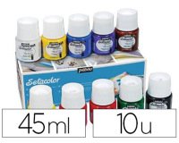 Peinture textile pébéo sétacolor opaque très couvrante couleurs assorties boîte 10 pots 45ml