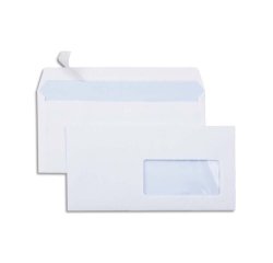 Enveloppe économique dl 110x220mm 80g adhésive fenêtre 45x100mm coloris blanc boîte 500 unités
