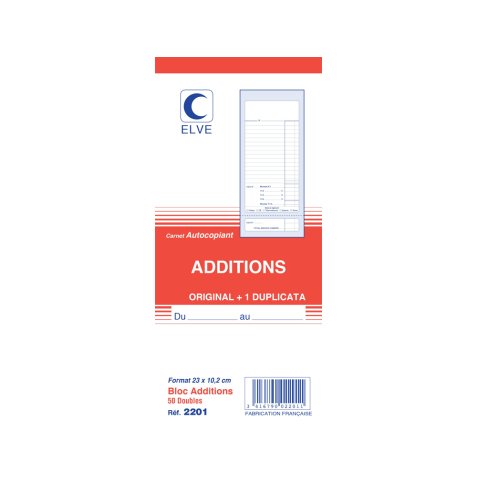 Manifold 'Additions', 235 x 102 mm, dupli, sans numéro