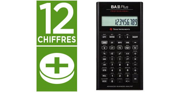 Calculatrice texas instruments financière ba ii plus scientifique professionnel valeur argent temps 156x81x15mm 151.8g