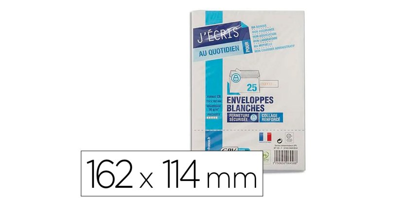Enveloppe gpv précasée vélin blanc 90g c6 114x162mm adhésive fond gris paquet 25 unités