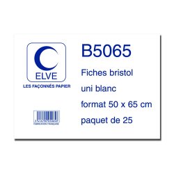 Feuille bristol elve 50x65cm 190g uni blanc
