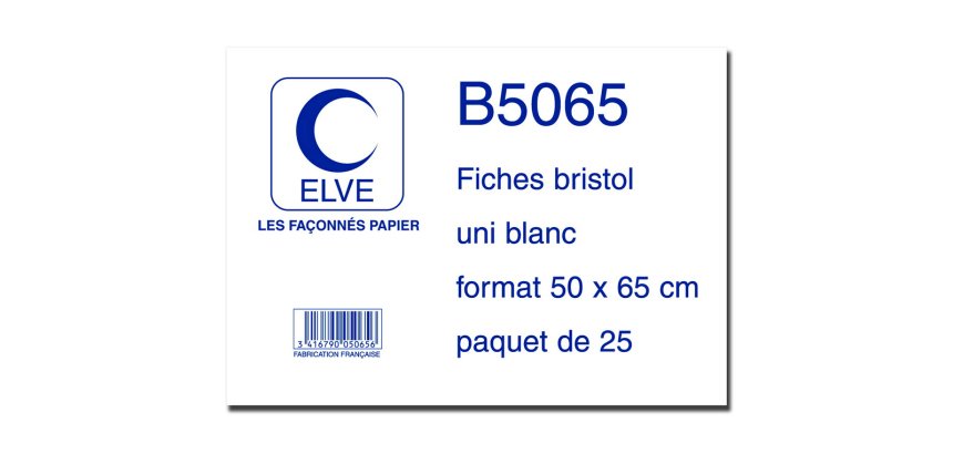 Feuille bristol elve 50x65cm 190g uni blanc