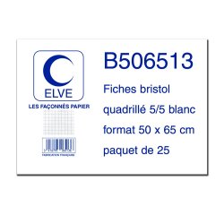Feuille bristol elve 50x65cm 190g quadrillé 5x5mm