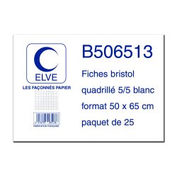 Feuille bristol elve 50x65cm 190g quadrillé 5x5mm