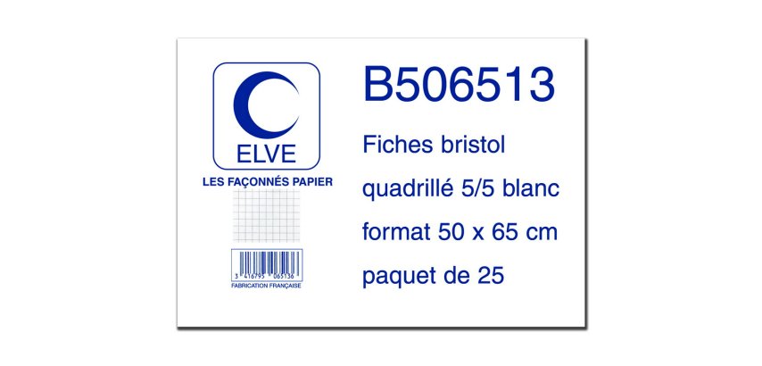 Fiches bristol quadrillées 5/5, 500 x 650 mm, 25 fiches