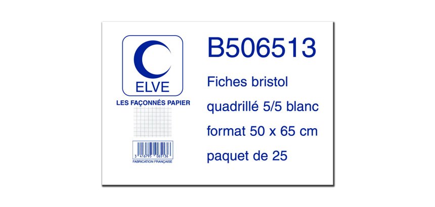 Feuille bristol elve 50x65cm 190g quadrillé 5x5mm