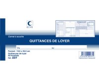 Carnet à souche elve quittances loyer 10,5x24,5cm 50 feuillets 70g papier chèque amagnétique