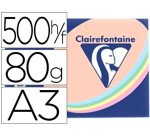 Papier couleur clairefontaine trophée multifonction a3 80g/m2 couleurs assorties pastel paquet 500 feuilles