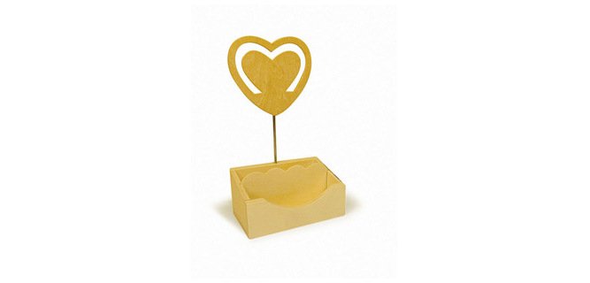 Clip mémo fantaisie bois porte -trombones sur tige forme coeur 11cm