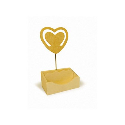 Clip mémo fantaisie bois porte -trombones sur tige forme coeur 11cm