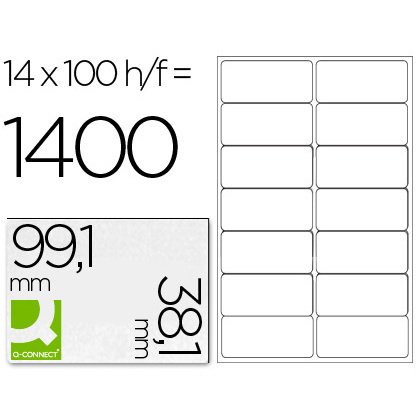 Étiquette adhésive q-connect 99x38.1mm coins arrondis imprimante jet encre laser copieur boîte 100 feuilles 1400 unités