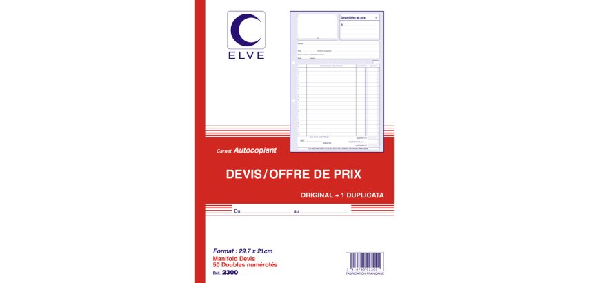 Manifold 'Devis - Offre de prix', 297 x 210 mm, dupli