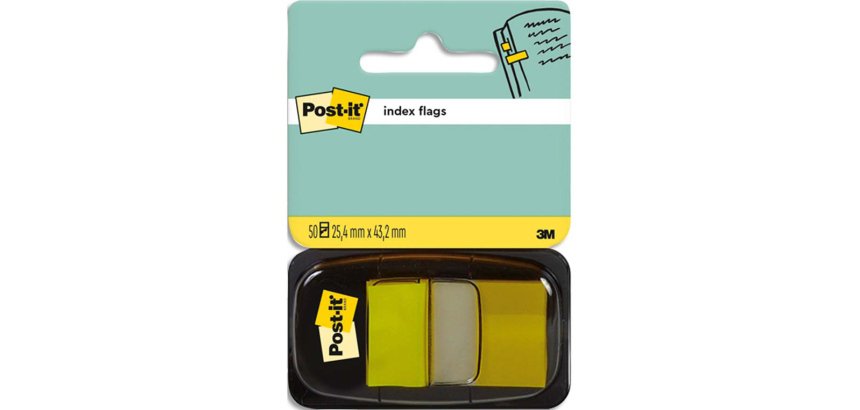 Marque-pages post-it standard index 25x44mm 50f coloris jaune