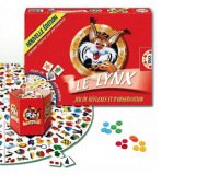 Jeu le lynx contient 1 plateau circulaire 9 pièces 400 cartes d'images 18 jetons 6 coloris 1/6 joueurs