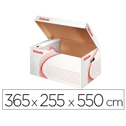 Conteneur esselte carton ondulé blanc recyclable taille l 365x255x550mm 5/6 boîtes couvercle rabattable ouverture dessus