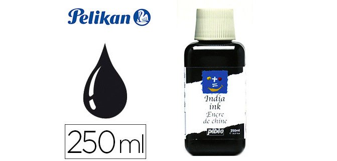Encre de chine pébéo plume pinceau couleur noir flacon 250ml