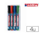 Marqueur edding permanent chevalet e380 pointe ogive tracé 1.5/3mm corps plastique spécial flipchart 4 unités assorties