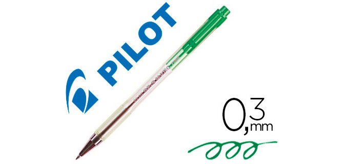 Stylo-bille pilot bp-s matic écriture fine 0.3mm 800m encre classique rétractable corps translucide rechargeable vert