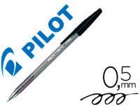 Stylo-bille pilot bp-s écriture moyenne 0.5mm encre douce pointe indéformable rechargeable corps translucide noir