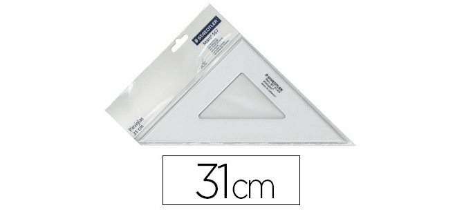 Équerre staedler mars plexiglas non graduée 45 degrés 31cm bords anti-tâches 1 biseau gravé ineffaçable