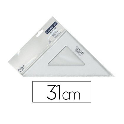 Équerre staedler mars plexiglas non graduée 45 degrés 31cm bords anti-tâches 1 biseau gravé ineffaçable