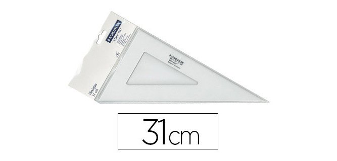 Équerre staedler mars plexiglas non graduée 60 degrés 31cm bords anti-tâches 1 biseau gravé ineffaçable