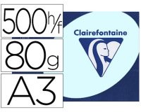 Papier couleur clairefontaine trophée multifonction a3 80g/m2 couleurs vives bleu alizé paquet 500 feuilles