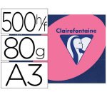 Papier couleur clairefontaine trophée multifonction a3 80g/m2 couleurs intenses rose fuchsia paquet 500 feuilles
