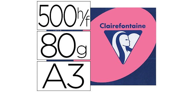 Papier couleur clairefontaine trophée multifonction a3 80g/m2 couleurs intenses rose fuchsia paquet 500 feuilles