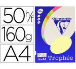 Papier couleur clairefontaine trophée personal paper pack a4 160g/m2 jaune canari paquet 50 feuilles unicolores