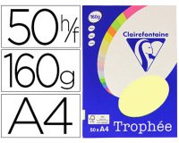 Papier couleur clairefontaine trophée personal paper pack a4 160g/m2 jaune canari paquet 50 feuilles unicolores