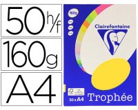 Papier couleur clairefontaine trophée personal paper pack a4 160g/m2 jaune soleil 50 feuilles couleurs intenses